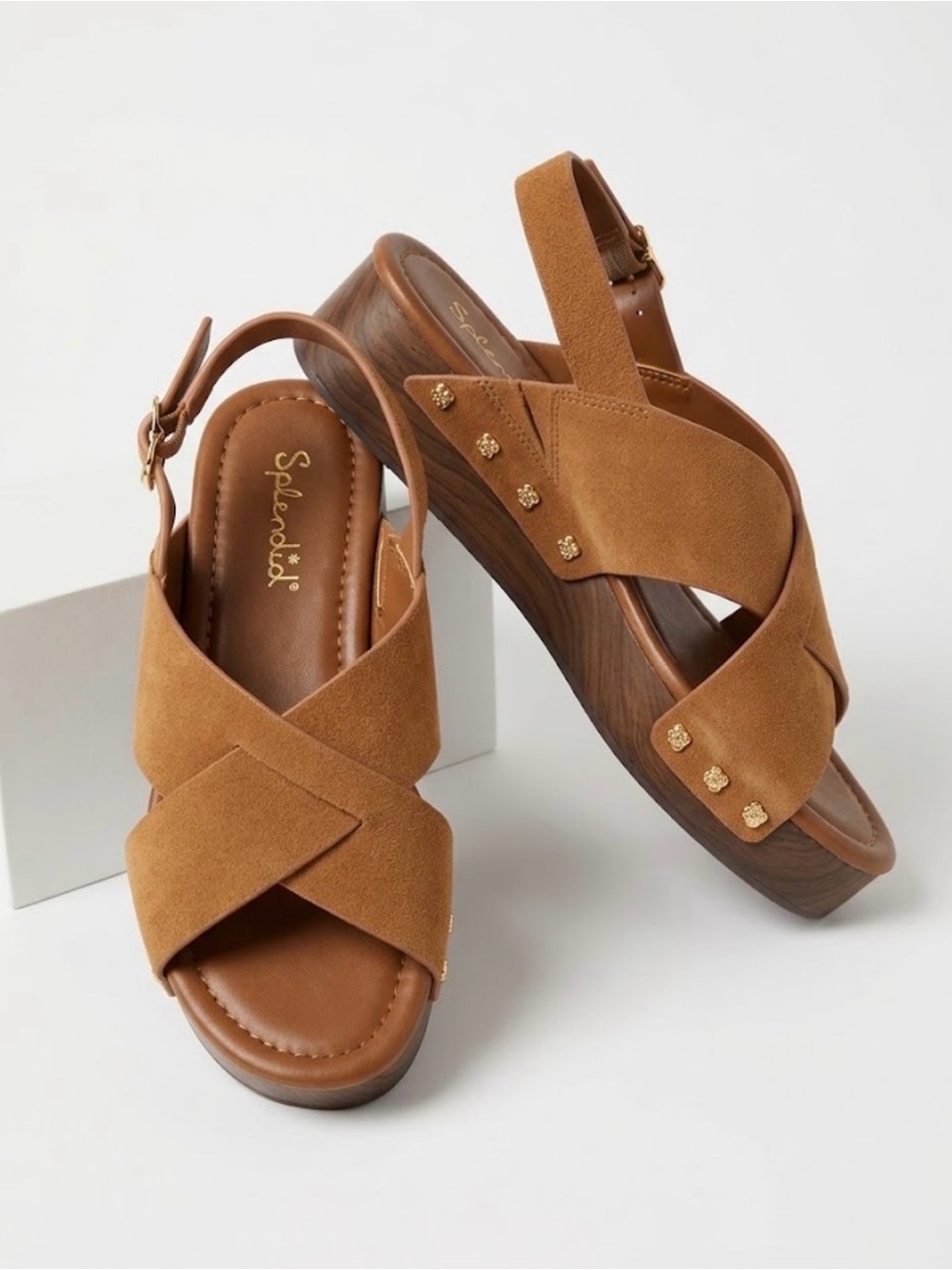 Splendid Tan Suede Platform Wedge Sandals Size 8 - NWT